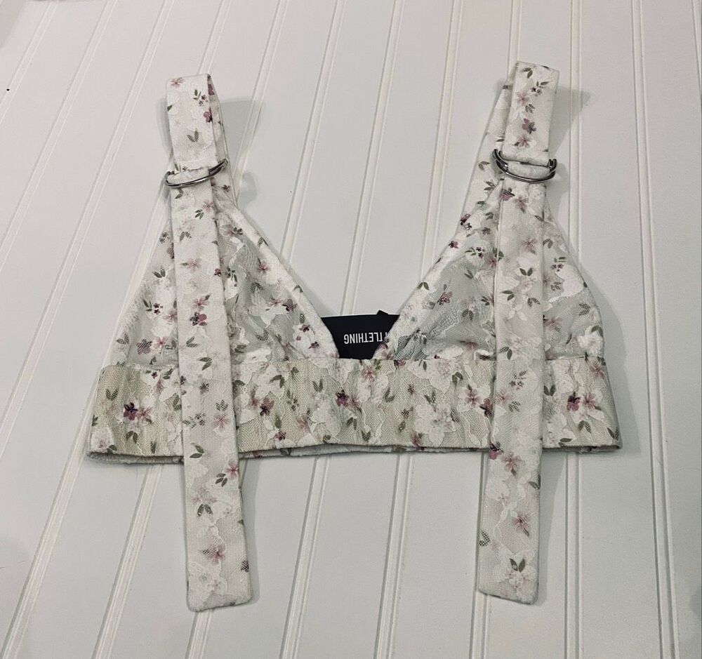 Pretty Little Things Pink Floral Lace Bralette Top Sz 4
